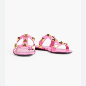 NEW NIB Valentino Garavani Roman Stud T-Strap Slide Sandals 36.5
